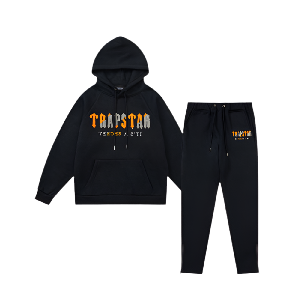 Trapstar Decoded Hooded Tracksuit - Preto/laranja