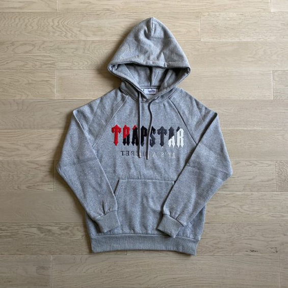 Trapstar Decoded Hooded Tracksuit - Cinza/vermelho