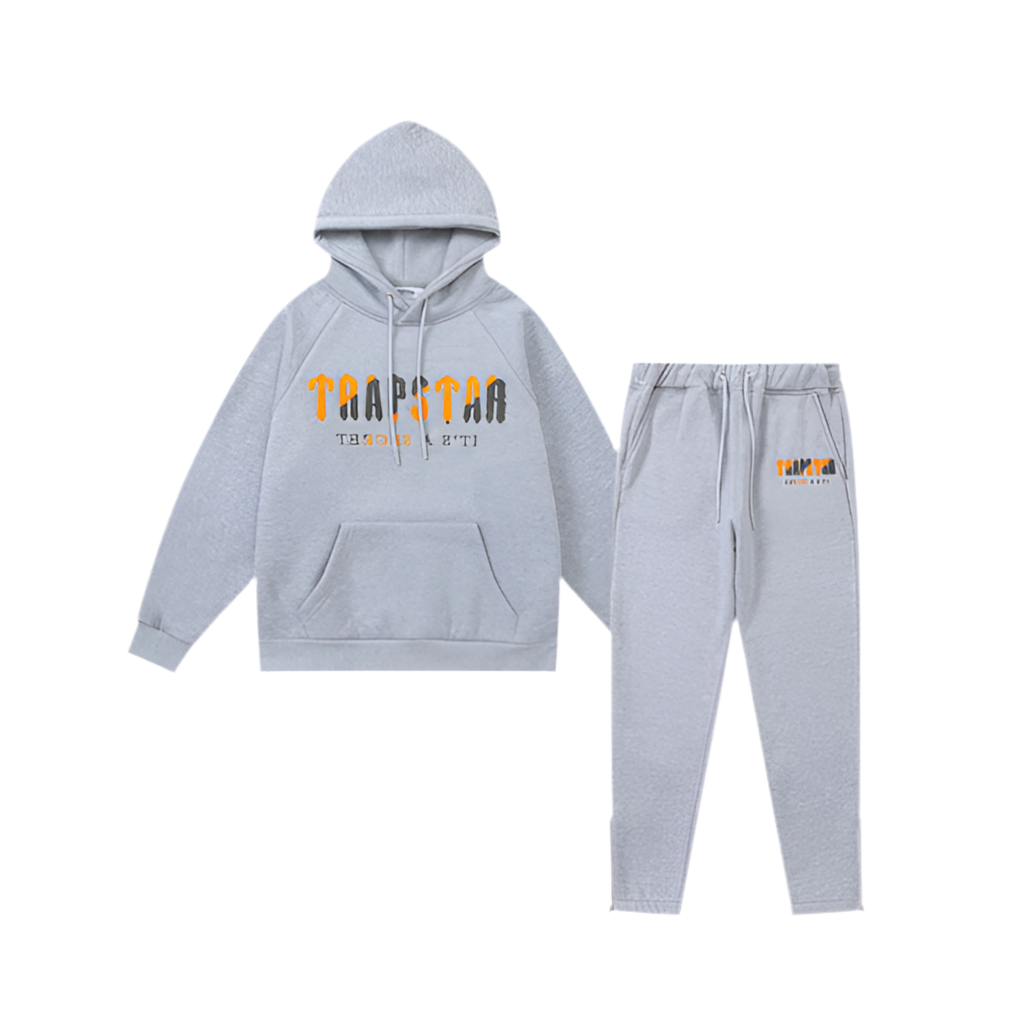 Trapstar Decoded Hooded Tracksuit - Cinza/Laranja