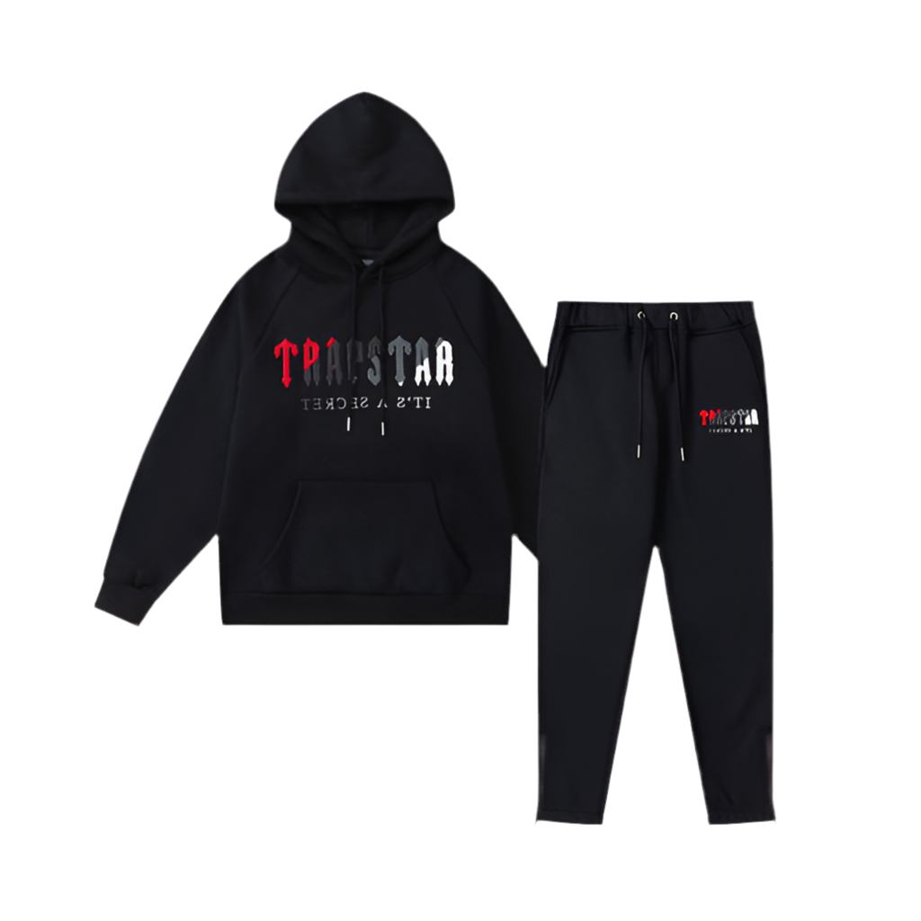 Trapstar Decoded Hooded Tracksuit - Preto/vermelho