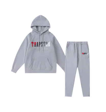 Trapstar Decoded Hooded Tracksuit - Cinza/vermelho